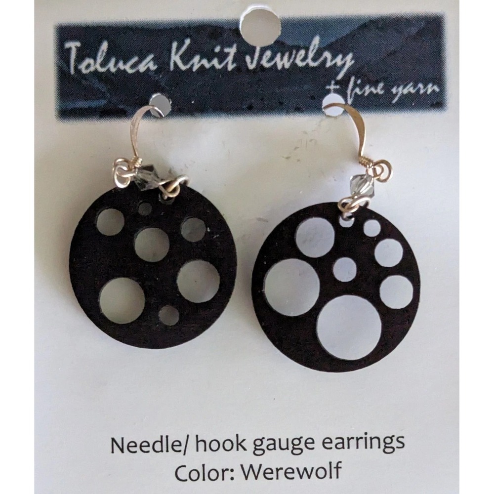 Toluca Knit Jewelry Needle‎ Hook Gauge Earrings Werewolf Black Wood